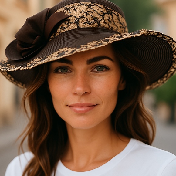 Sonni of San Francisco Hat Straw, Mesh, Lace Formal Kentucky Derby Vintage - Picture 2 of 9